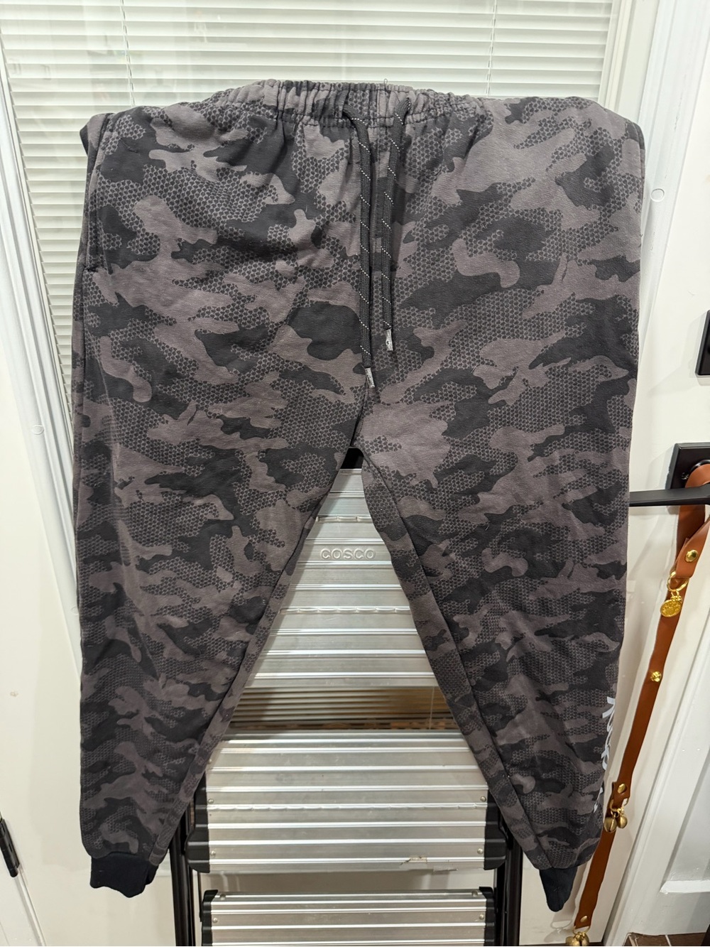Men's Gray Reebok Camo Jogger Pants - Elastic Waist with Drawstring